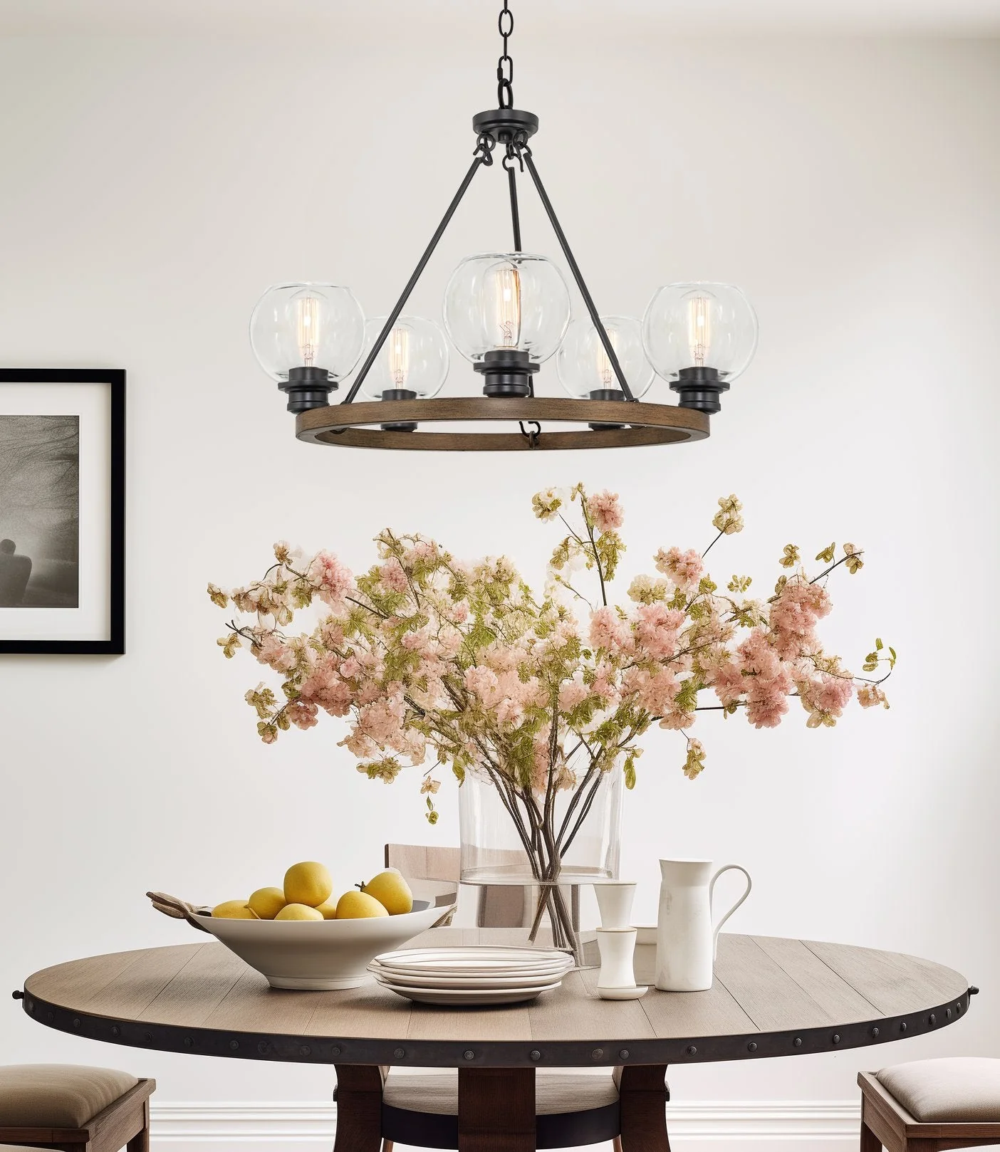 Elwood 25 5-Light Industrial Rustic Farmhouse Wagon Wheel Chandelier