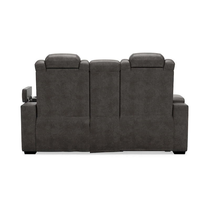 Signature Design by Ashley HyllMont Gray Power Reclining Loveseat with Console - 71.75  W x 39  D x 44  H