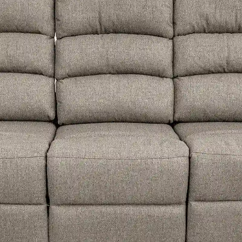 Fery 74 Inch Manual Recliner Sofa, 3 Seater, Brown Burlap Upholstery, Wood