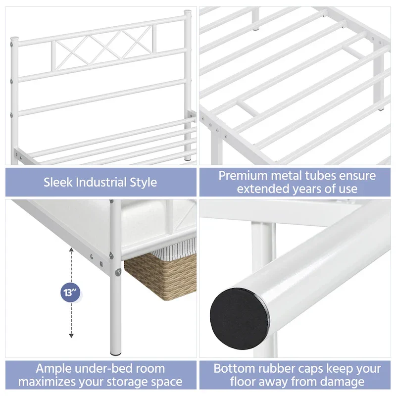 Yaheetech Metal Bed Frame Mattress Foundation with Slatted Bed Base