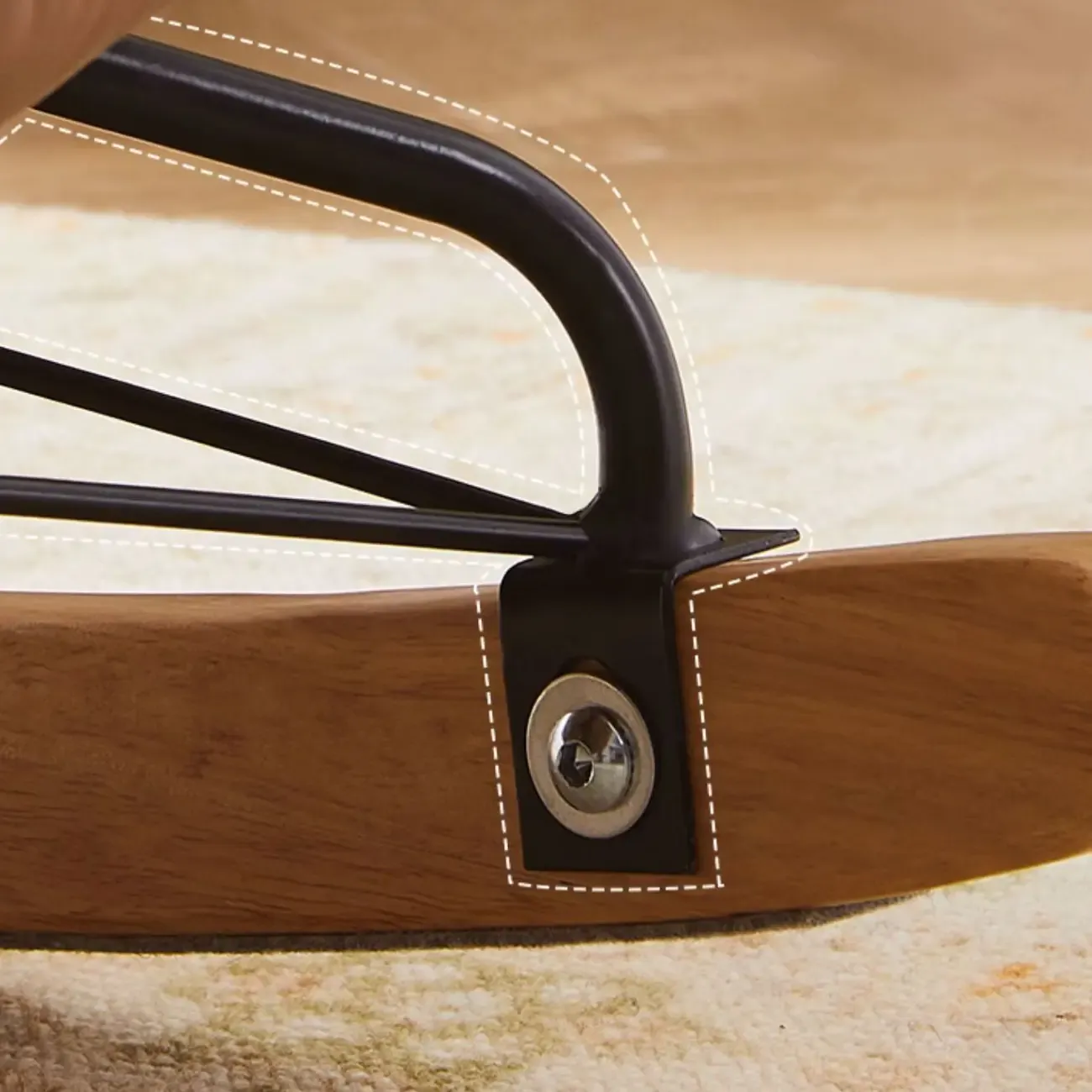 Wide Seat Upholstered Rocking Chair in Beige with Ottoman