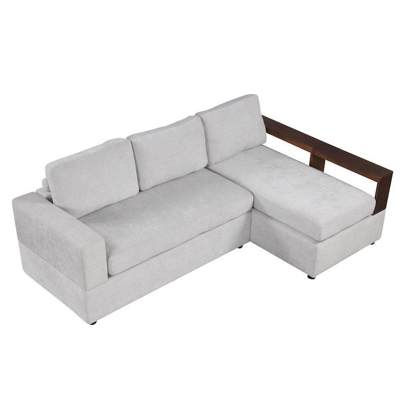 Christopher Knight Home - 87.4 L-Shaped Sectional Sofa with Reversible Armrests and Integrated Chaise Lounge