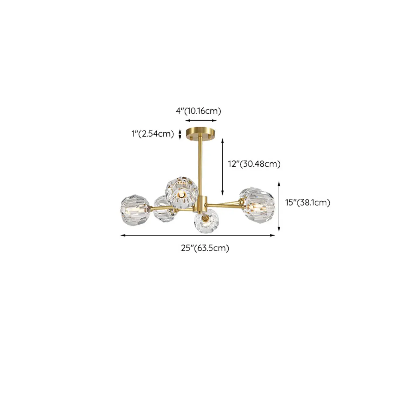 Modern Gold Globe Crystal Sputnik Chandelier