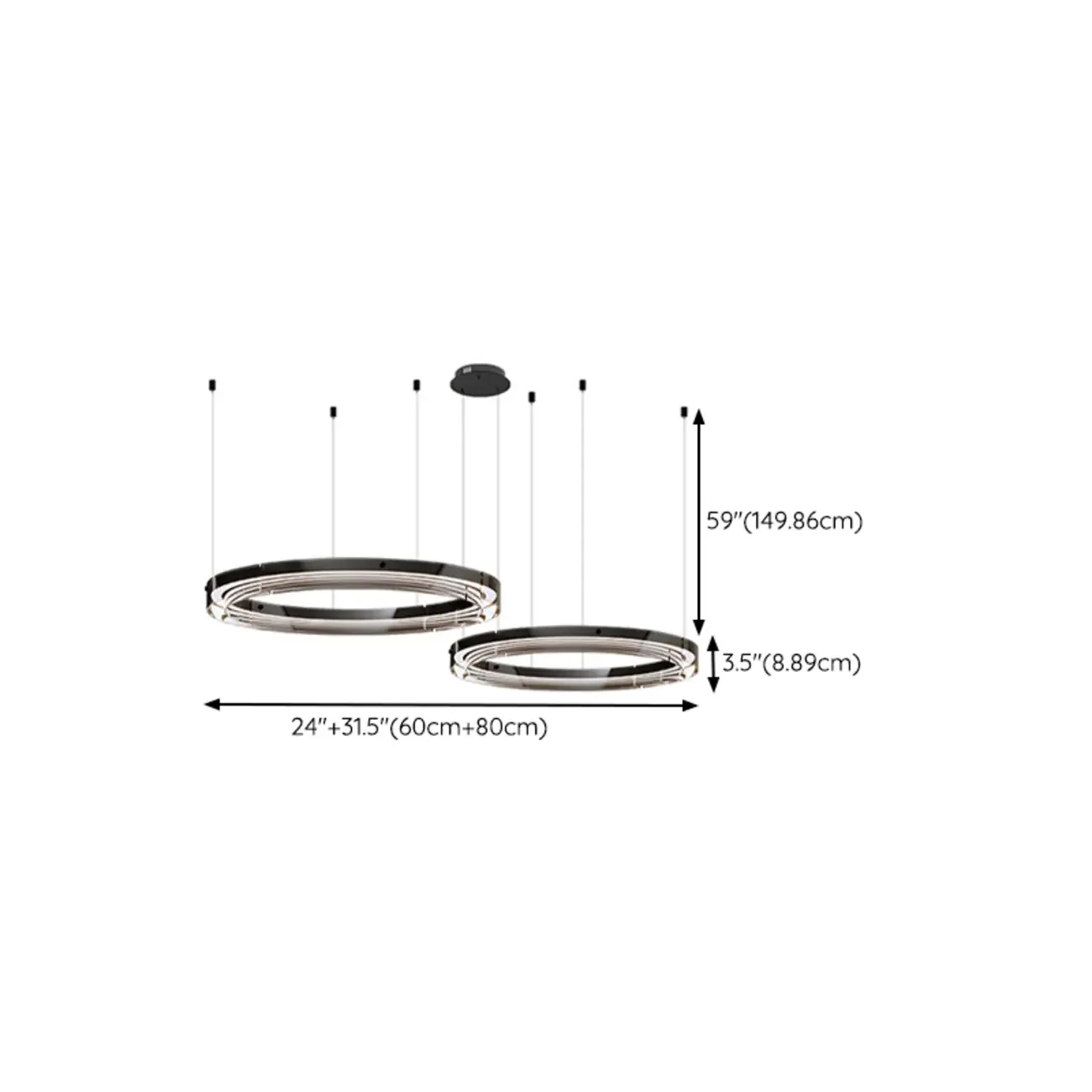 Modern LED Round Metal Chandelier with Flexible Height