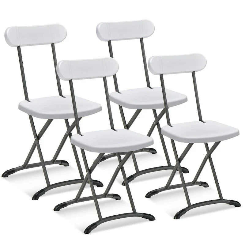 Gymax 4-Pack Folding Chair w/ Metal Curved Feet Wide Seat & Ergonomic