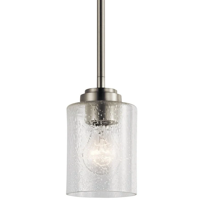 Kichler Winslow Single Light 4  Wide Mini Pendant with Seedy Glass