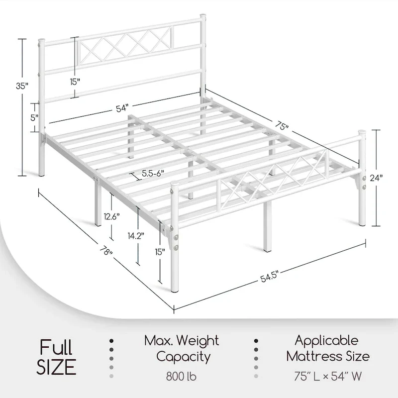 Yaheetech Metal Bed Frame Mattress Foundation with Slatted Bed Base