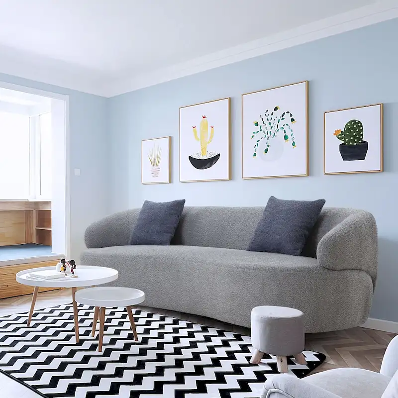 86.61in 3 Seater Modern Curved Upholstered Fabric Sofa Courch