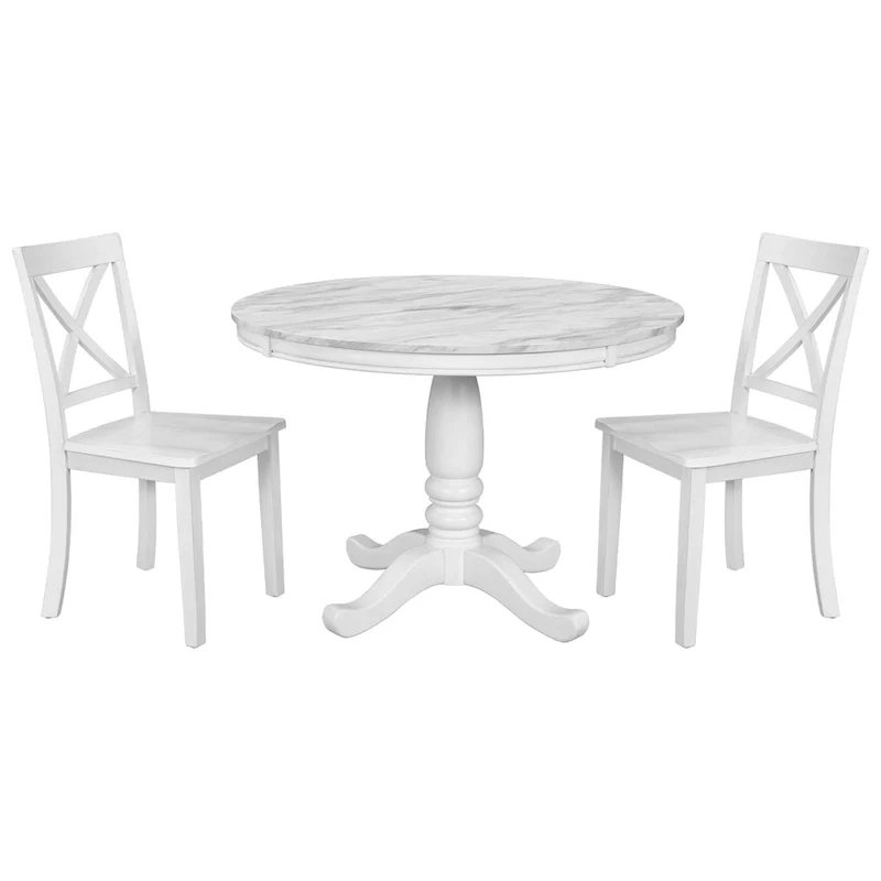 5-Piece Modern Wooden Dining Set with Round Table & Chairs