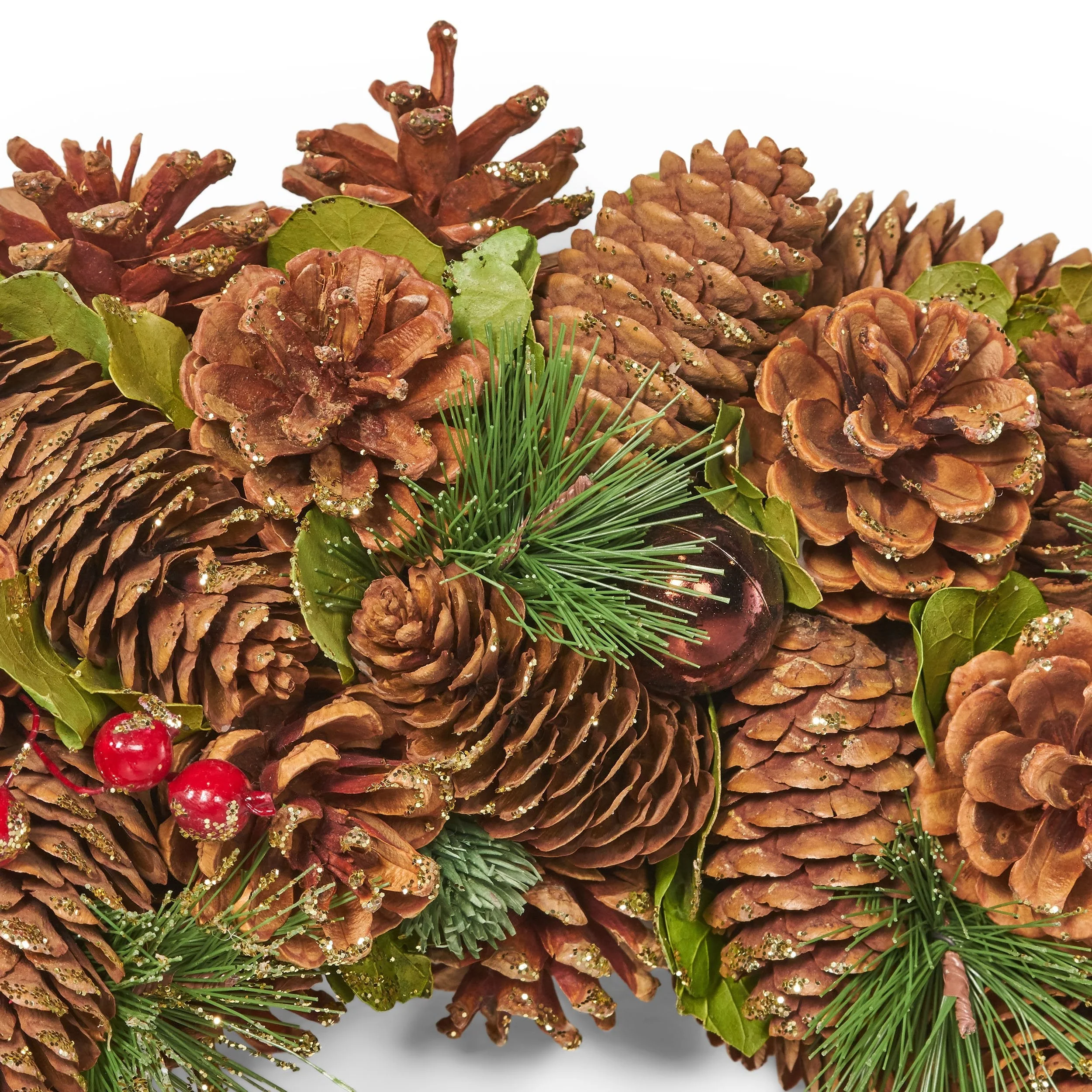 18.5 Pine Cone and Glitter Unlit Artificial Christmas Wreath - NH366313