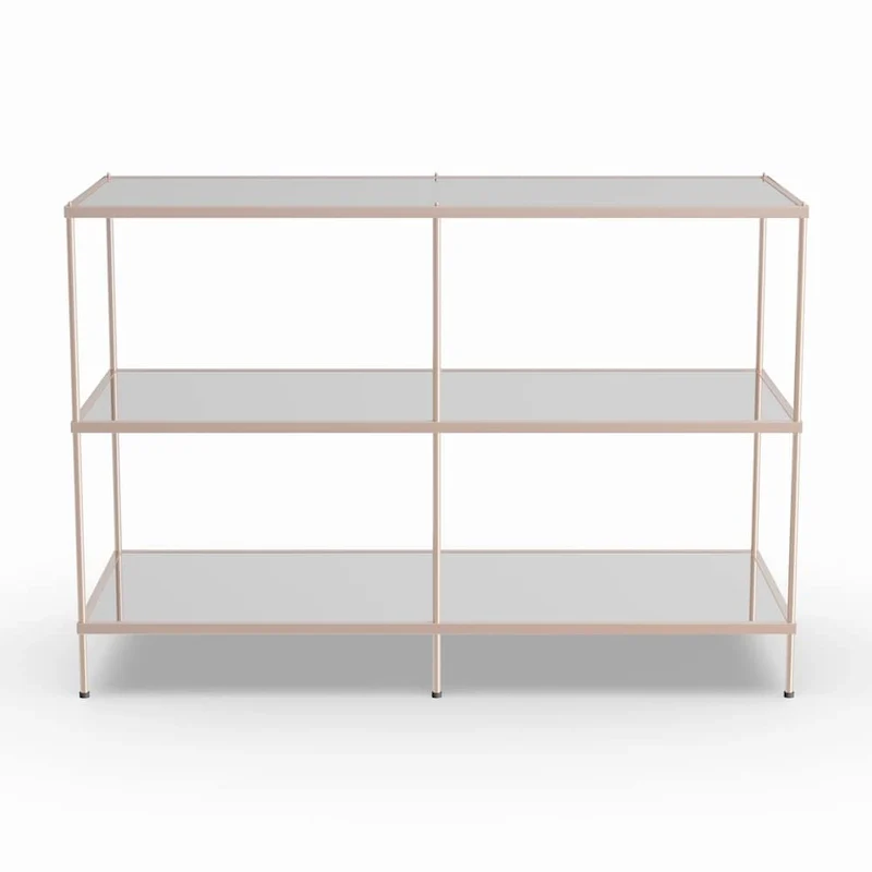 SEI Furniture Grant Modern Metal Console Table with Glass Top and Shelves