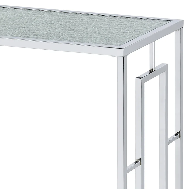 Glitterati Glam Chrome 48-inch Ripple Glass Sofa Table
