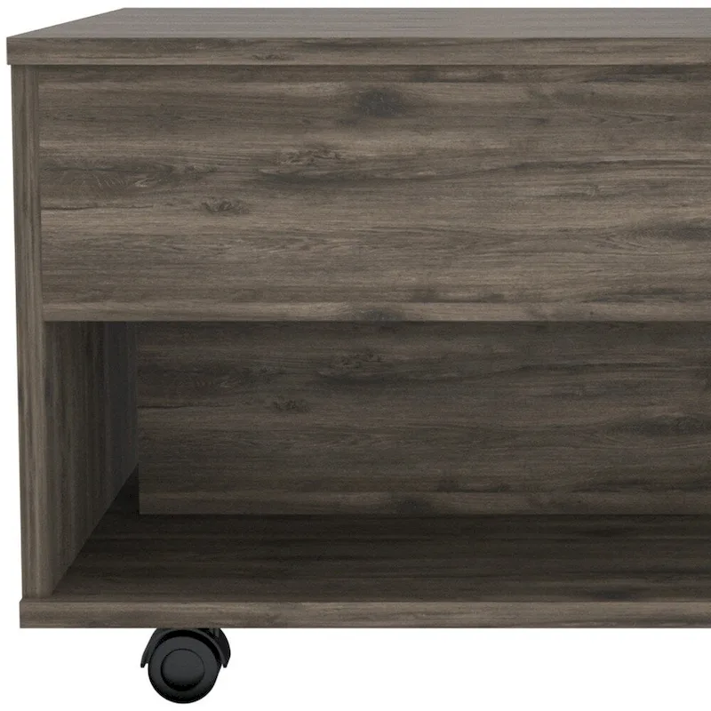22 Dark Brown Manufactured Wood Rectangular Lift Top Coffee Table With Drawer - 15.3 H x 21.6 W x 19.6 D