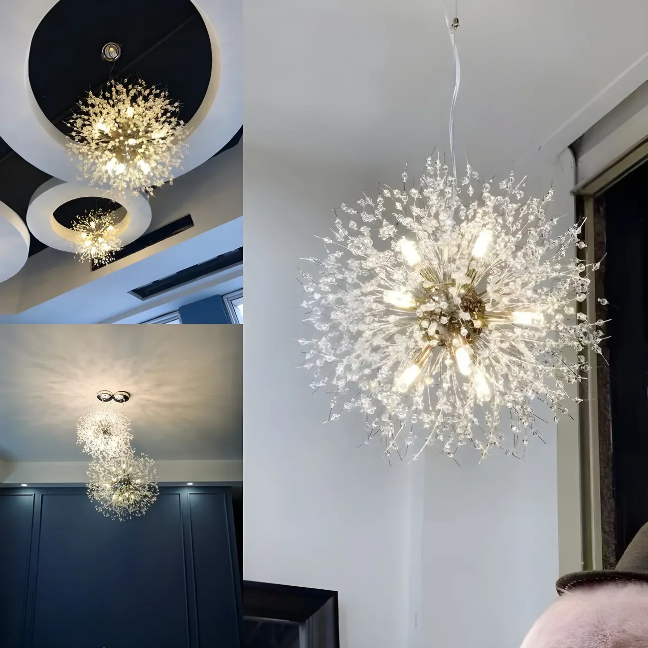 Adjustable Modern Gold Crystal Explosion Sputnik Chandelier