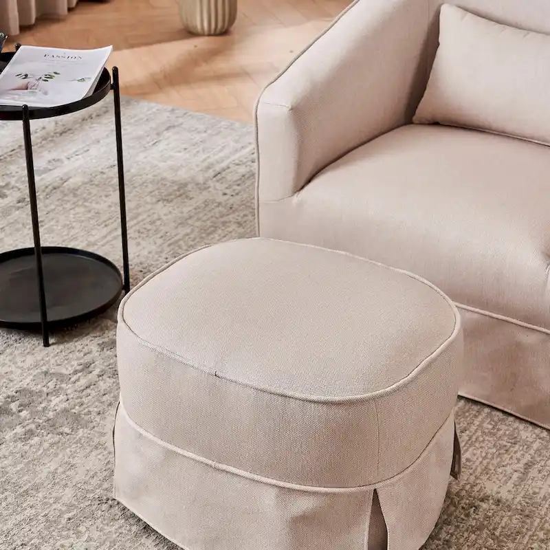 Swivel Barrel Chair with Ottoman