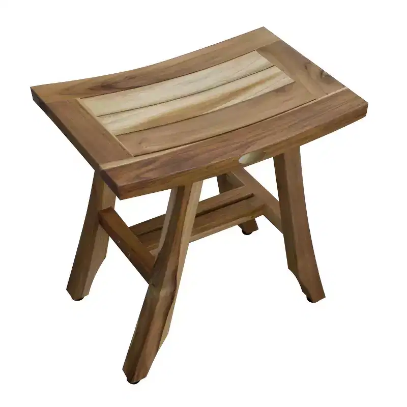 HomeRoots 18 Natural Teak Rectangular Shower Bench