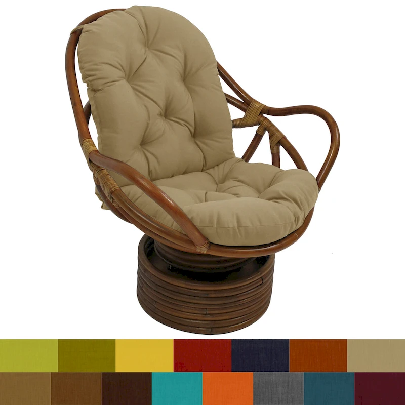 Bali Rattan Swivel Rocker with Solid All-Weather Cushion