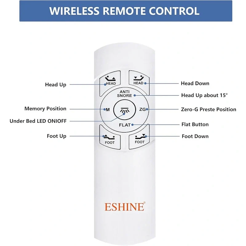 Adjustable Bed with Wireless Remote, Hospital Bed Base with/without Mattress