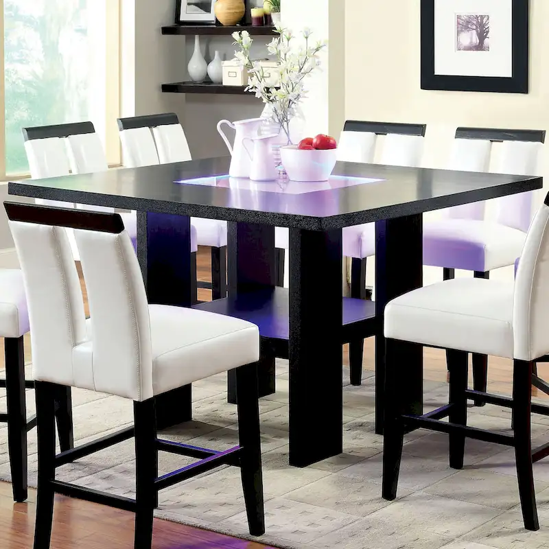 Blanton Modern Black Wood 9-Piece Counter Height Dining Set by Furniture of America