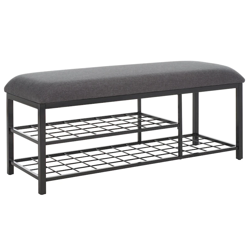 SAFAVIEH Yael Open Shelf Bench with Cushion - 42  W x 15  D x 18  H - 42Wx15Dx18H