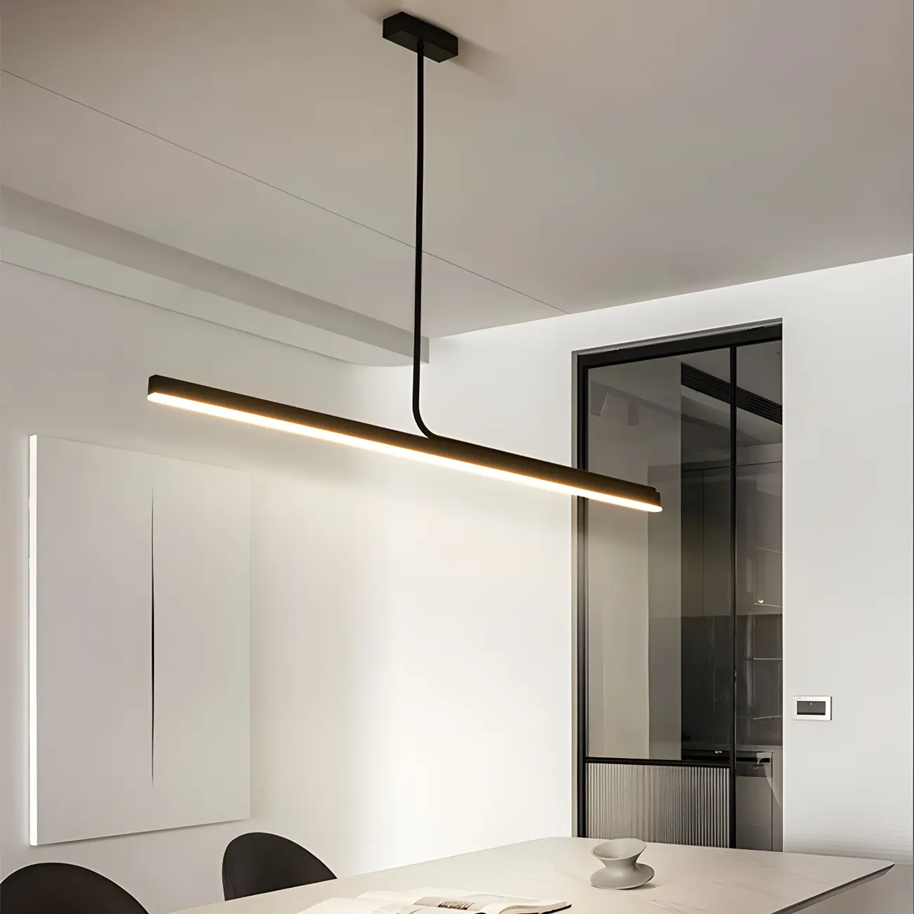 Modern Linear LED Pendant Light Dimmable Metal for Kitchen