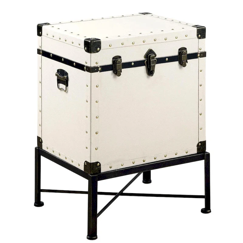 Traveler Design Trunk Style Accent StorageTable with Metal Frame