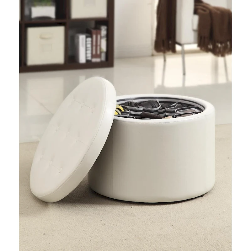 Convenience Concepts Designs4Comfort Round Shoe Storage Ottoman