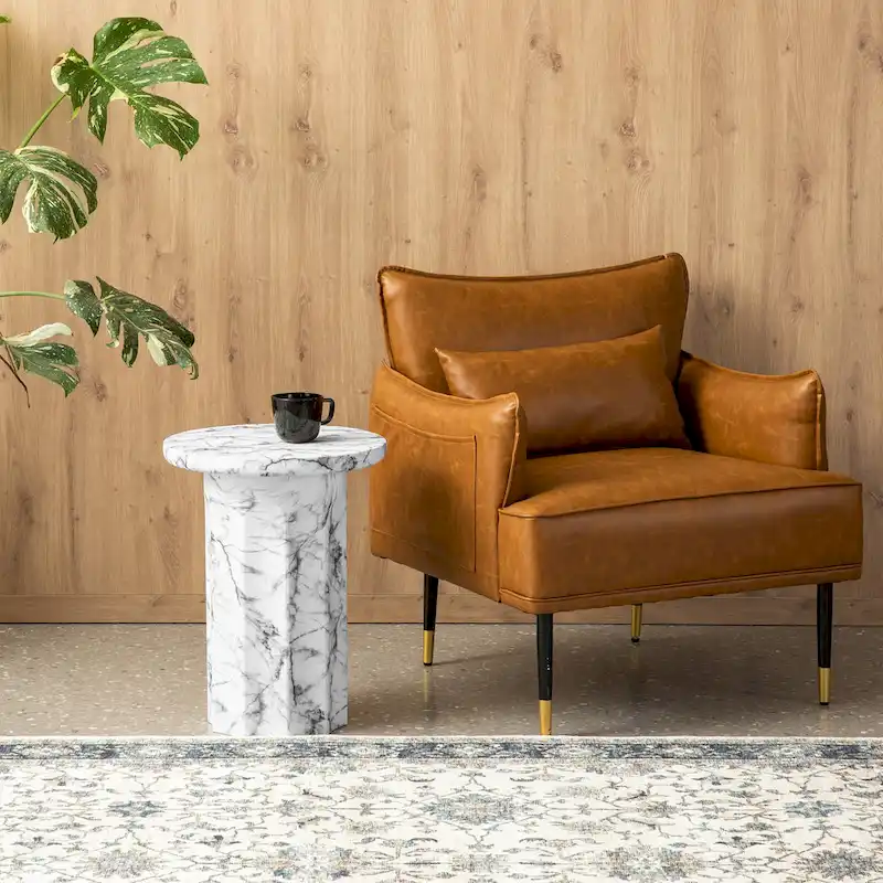 Glitzhome 20.75 H Modern MGO Faux Marble Side Table