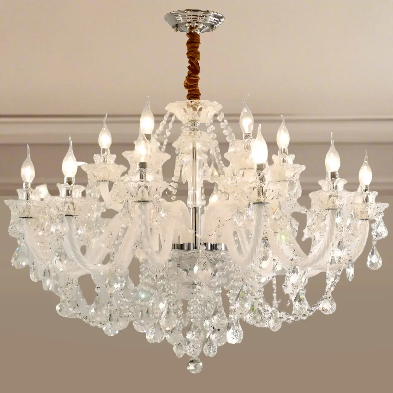 Sophisticated Clear Candelabra Shadeless Crystal Chandelier