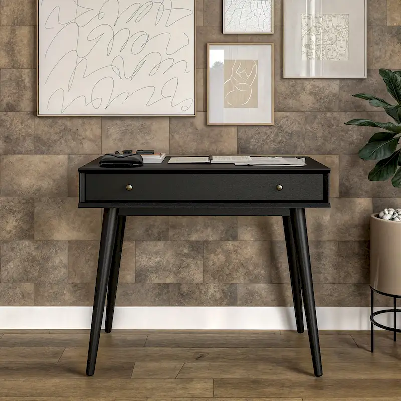 Mid-Century Solid Wood Desk with Drawer