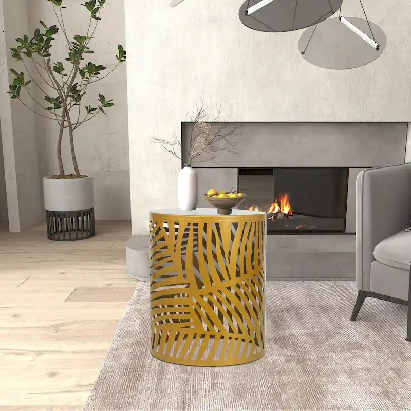 Adeco Set of 2 Round Nesting Side End Tables Set - Set of 2