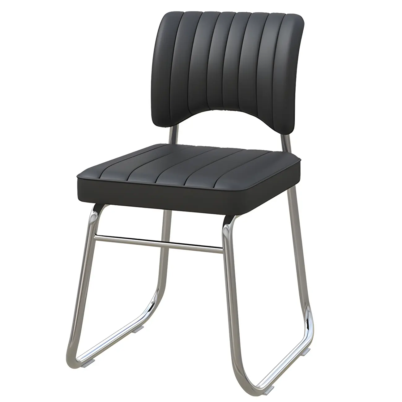 Modern Black Steel Leather Upholstered Office Chair
