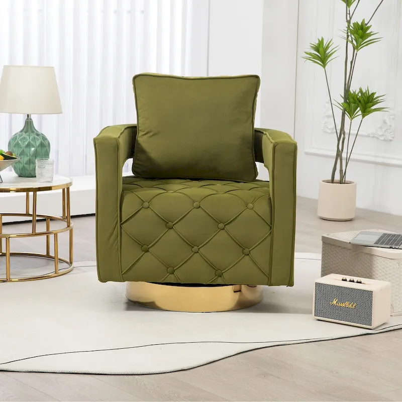 Fabric pull buckle living room rotating leisure chair, reception and negotiation chair