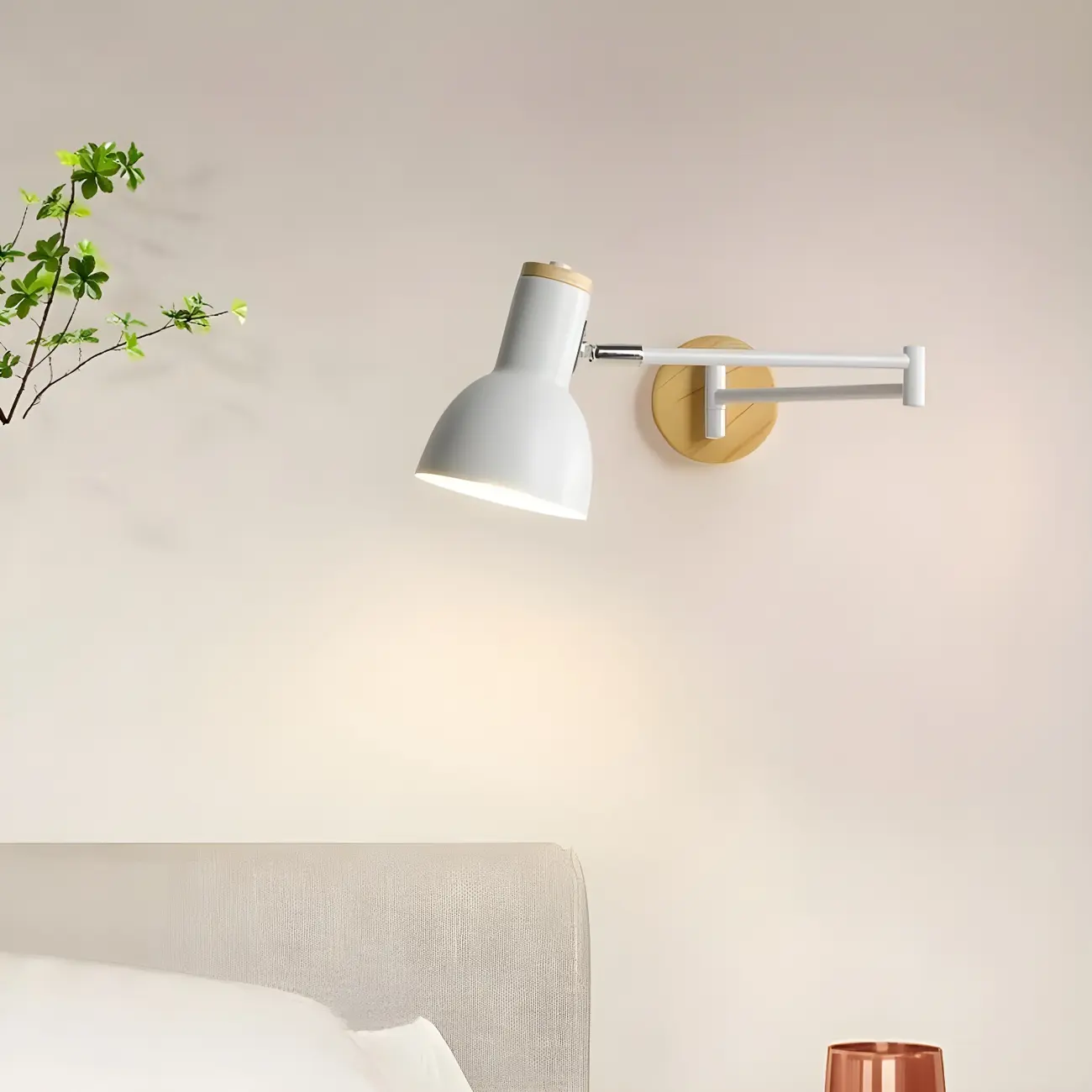 Modern White Adjustable Swing Arm Wall Light