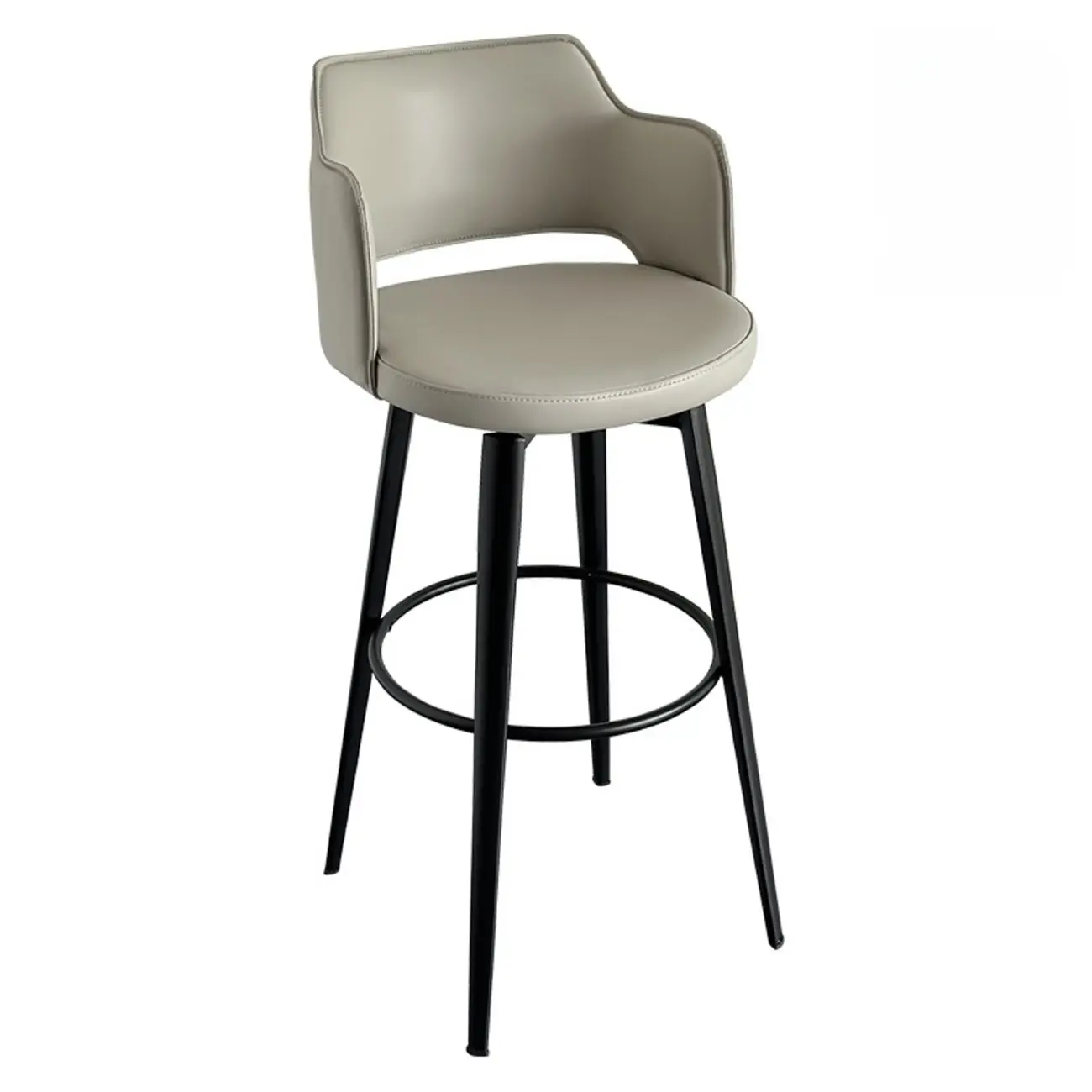Mid-Century Modern Upholstered Bucket Seat Swivel Bar Stools