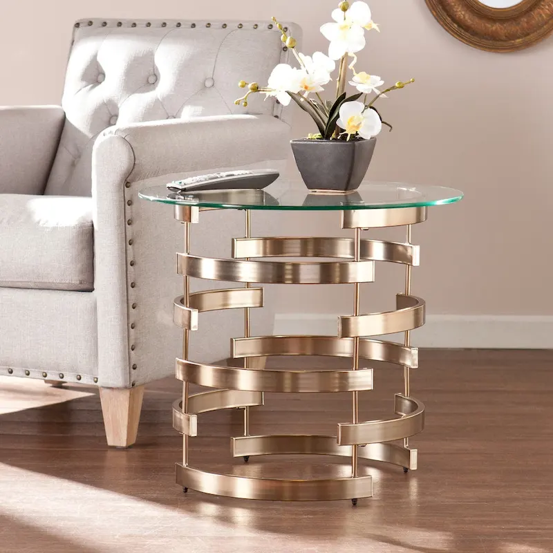 SEI Furniture Grant Champagne Metal Side Table