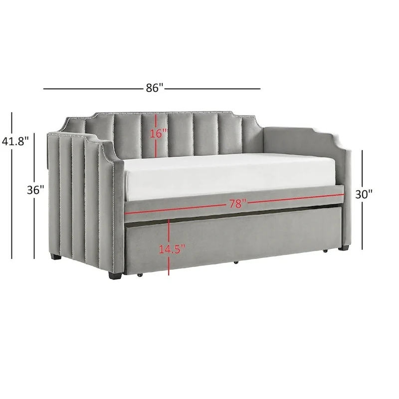 Glam Grey Velvet Daybed by