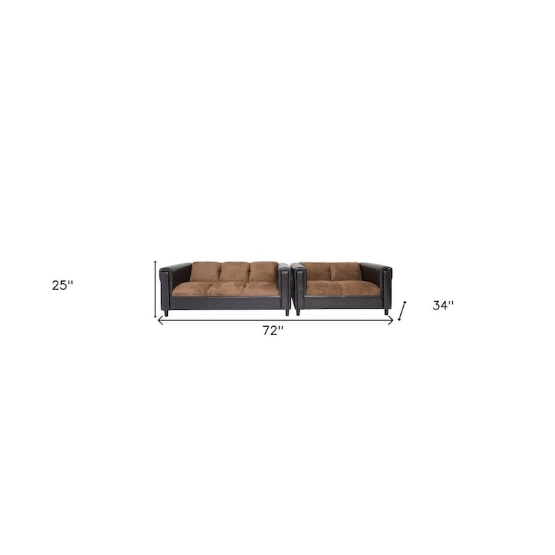 HomeRoots 72 Brown Chenille And Black Sofa - 72
