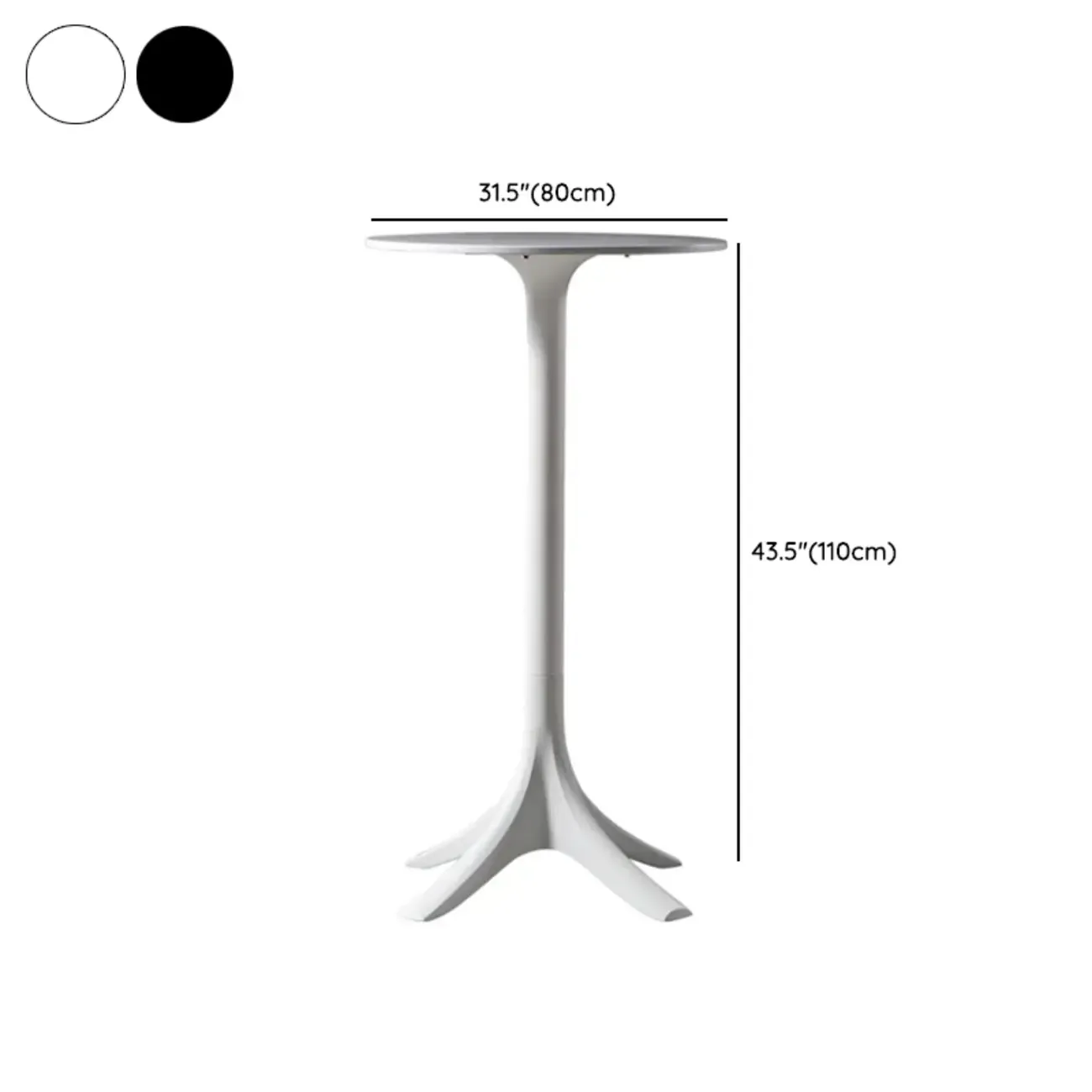 White Round Acrylic Tall Bistro Table Pedestal Base