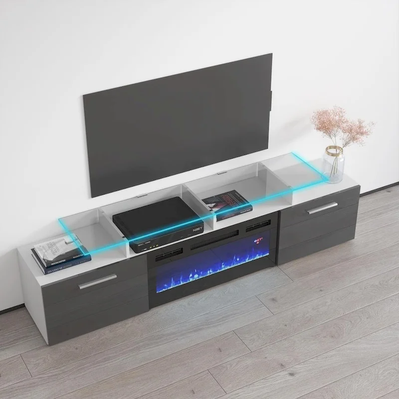 Rova EF Electric Fireplace Modern 75 TV Stand