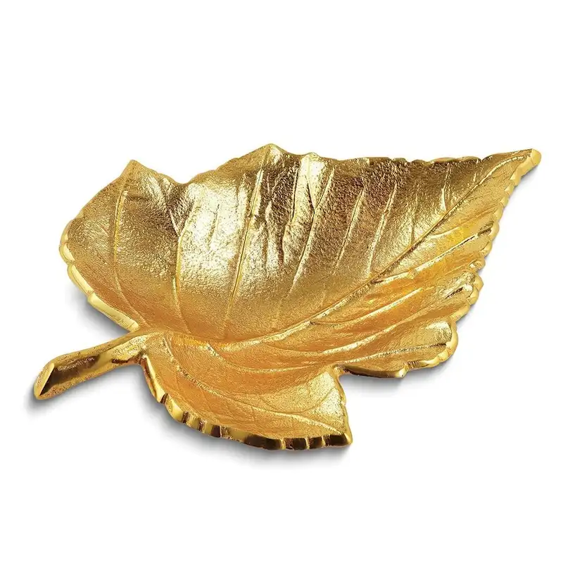Curata Small Gold-Tone Aluminum Maple Leaf Tray