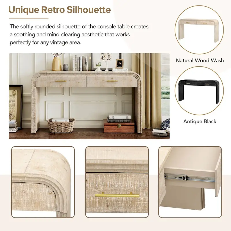 Nestfair Unique Retro Silhouette Console Table with Two Drawers