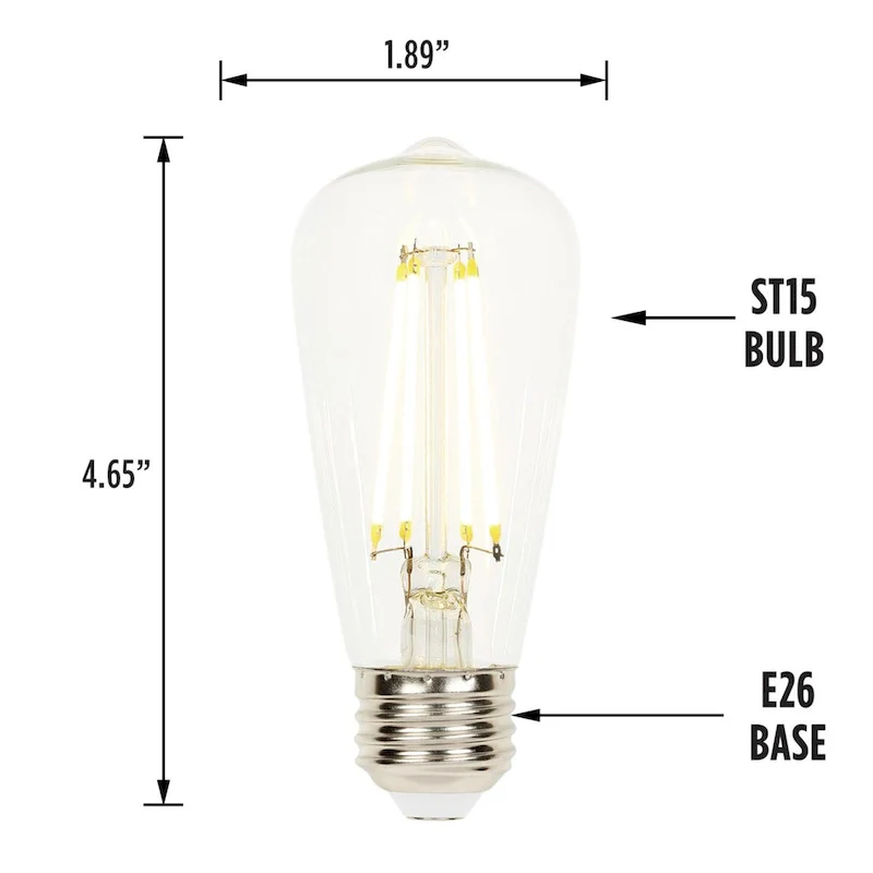 Westinghouse Lighting 4.5-Watt (40-Watt Equivalent) Clear ST15 Dimmable Filament LED Light Bulb, Medium Base - 6-Pack