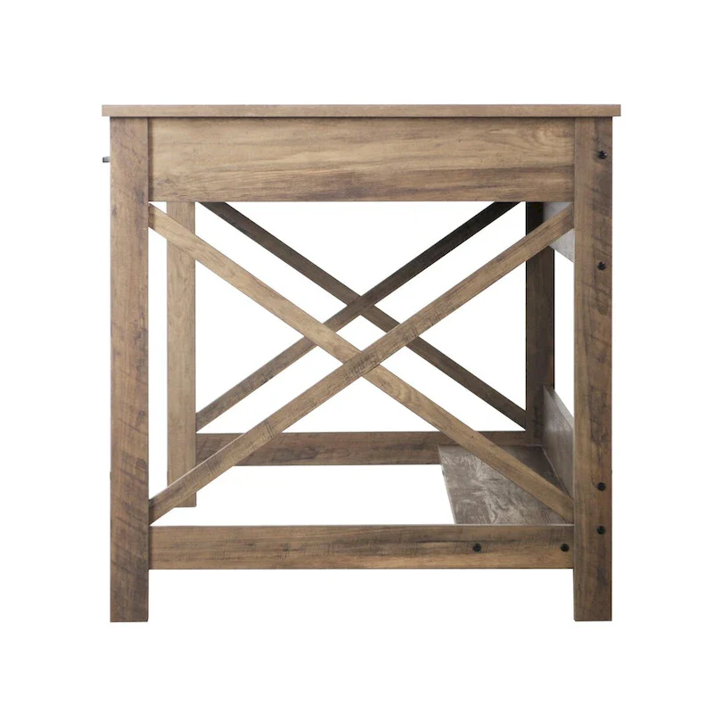 59.5-Inch Modern Farmhouse Writing Desk with Two Drawers, Home Office Wood Desk