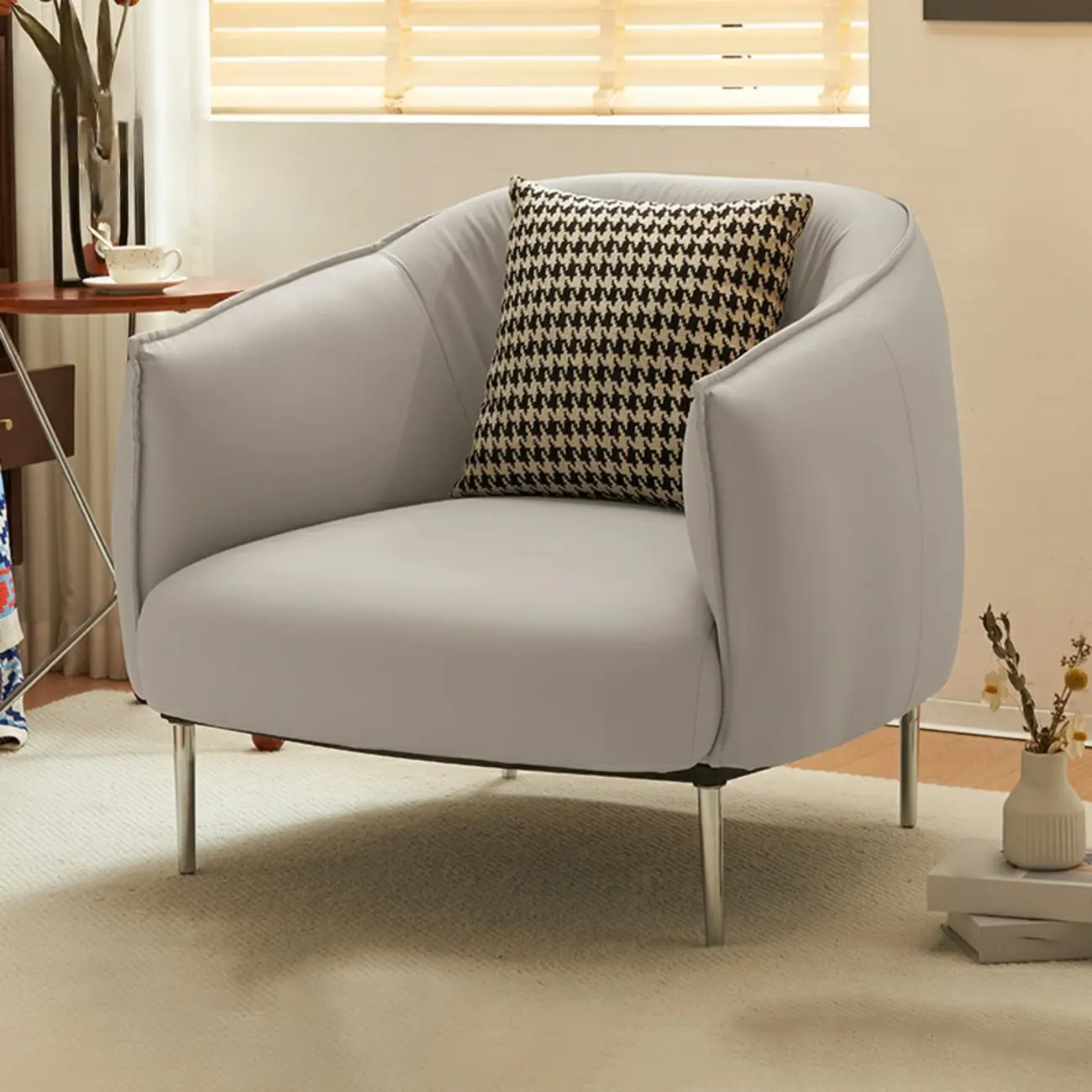 Modern Black Leather Lounge Chair Living Room