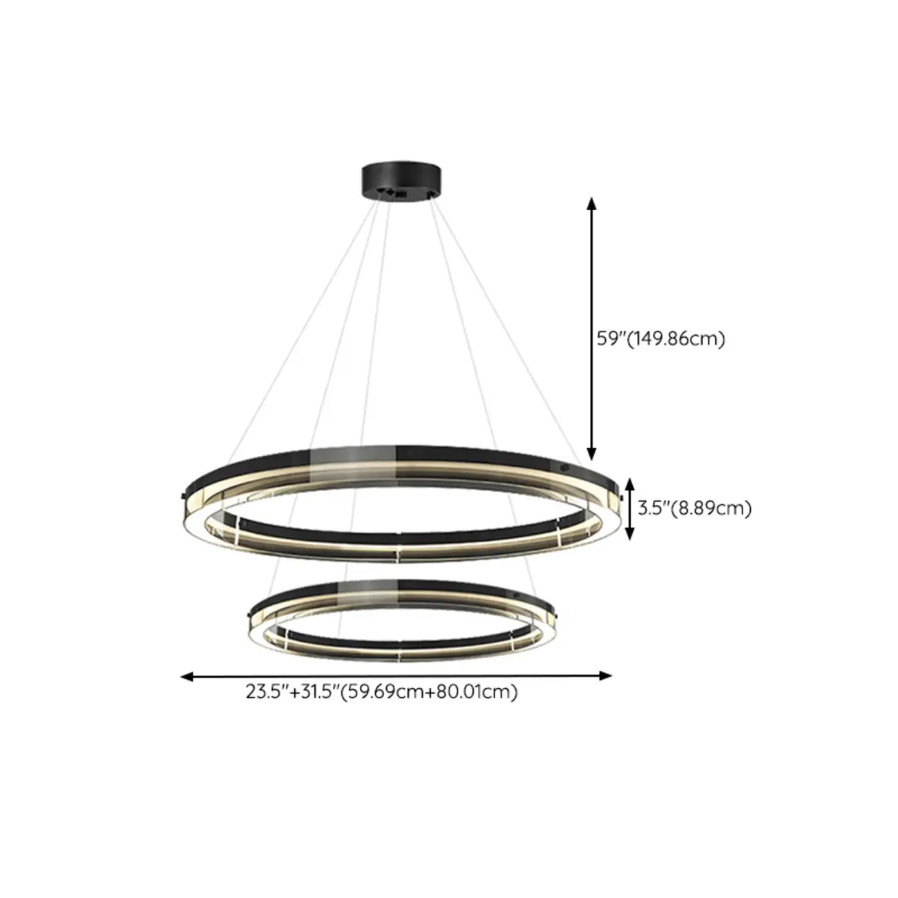 Modern LED Round Metal Chandelier with Flexible Height