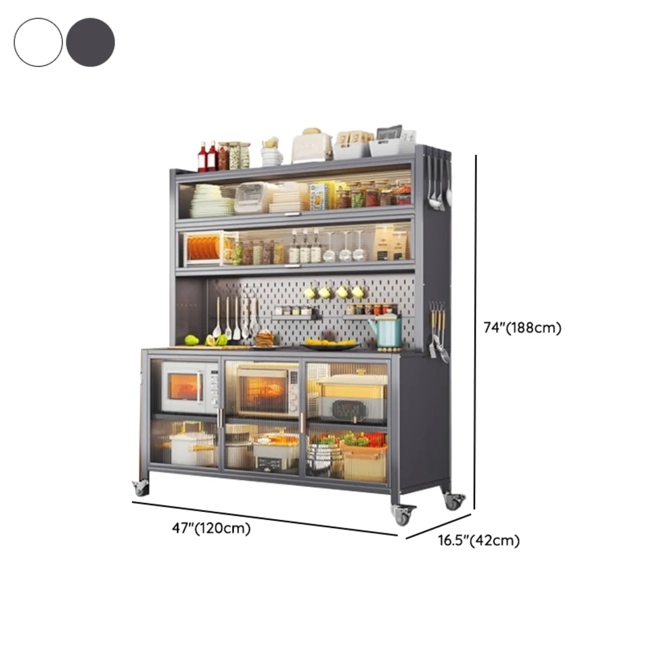 Modern Metal Adjustable Shelving Narrow Sideboard