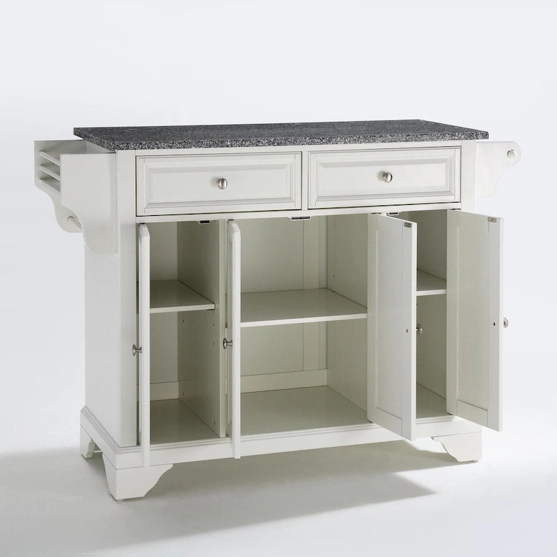 Crosley LaFayette Solid Granite Top Kitchen Island in White Finish - 18 d x 51.5 w x 36 h