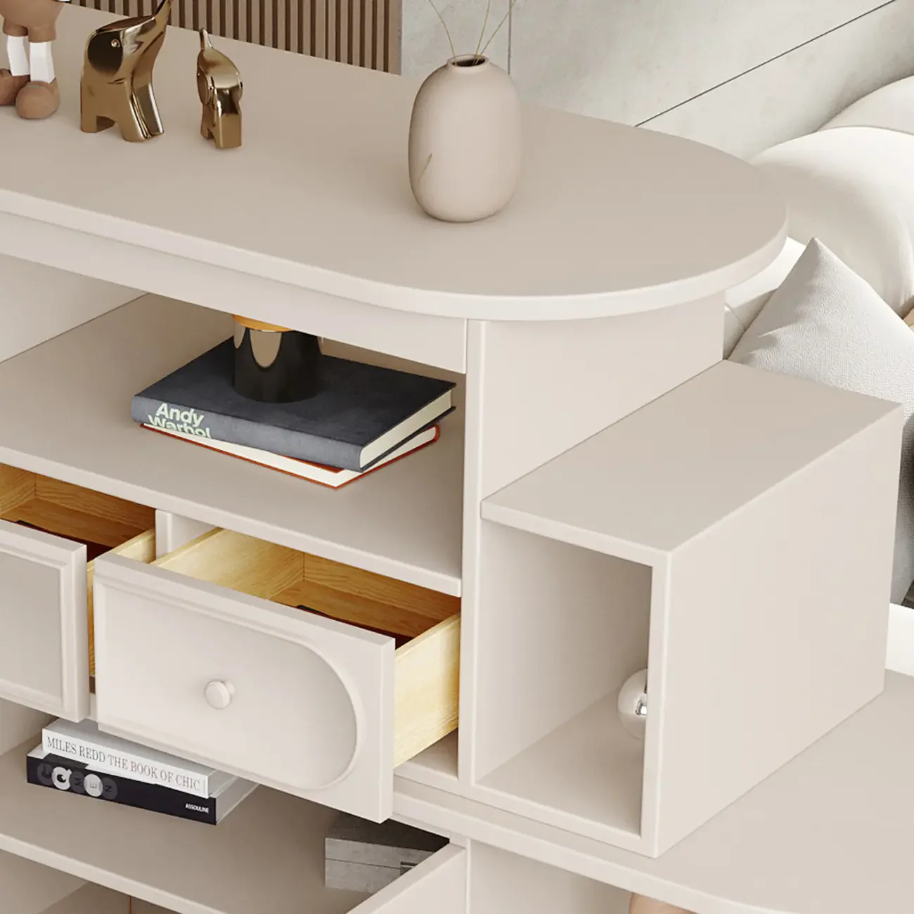 Modern White Wooden Multi-functional Utility Living Room Cabinet