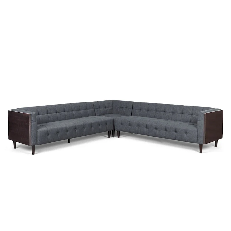 Clermont Mid-century Tufted Sectional Sofa by Christopher Knight Home - 114.00 L x 114.00 W x 30.75 H